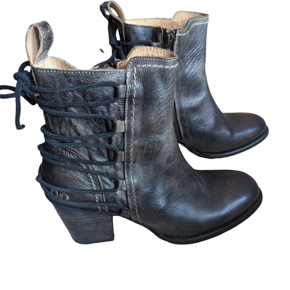 BED STU Sz 9.5 Blaire heeles brwn/blk Lace Up Back Ankle Booties - Picture 2 of 5